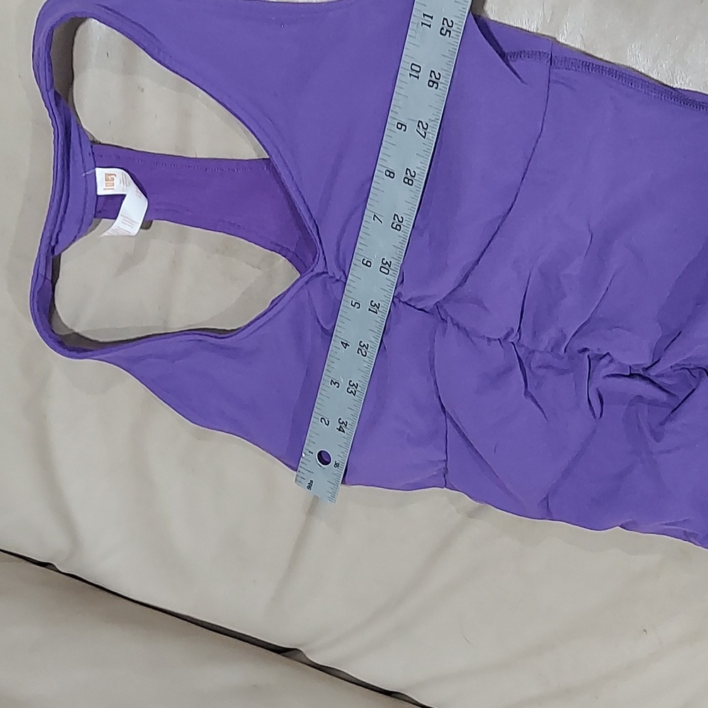 Lucy ruched purple workout tank with built in bra Size Xs - Picture 2 of 6